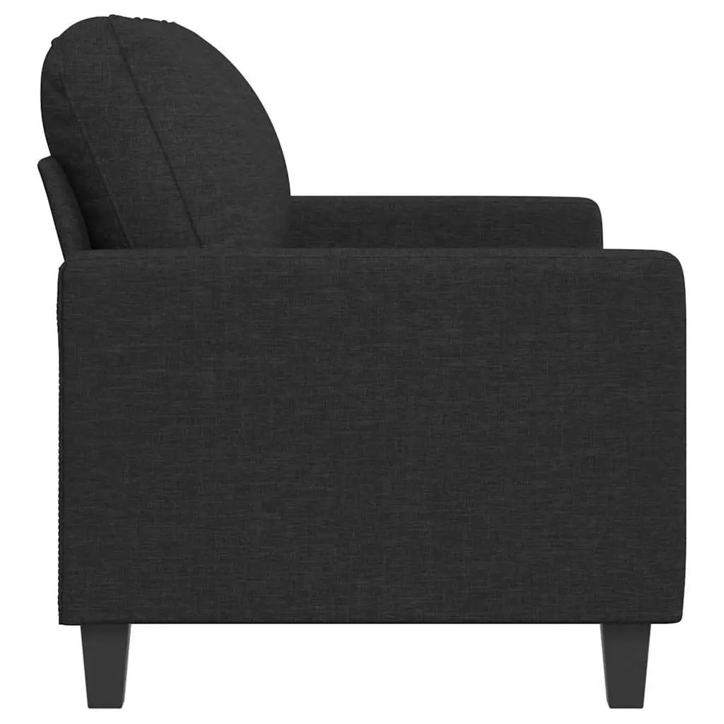 2-Seater Sofa Black Fabric 120cm Modern Living Room Couch Padded Armrests