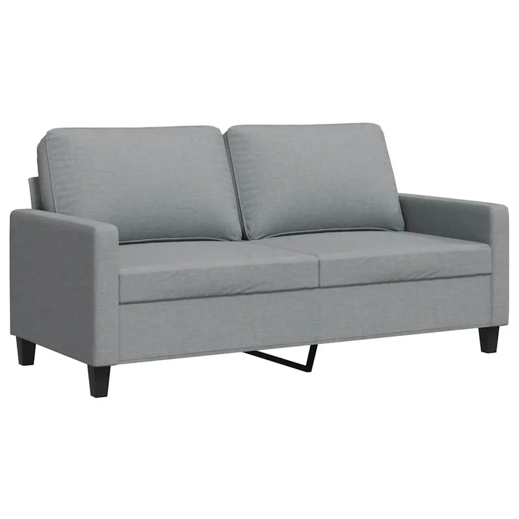 Grey Fabric Upholstered Couch 140cm Metal Frame 2-Seater Sofa Living Room Furniture