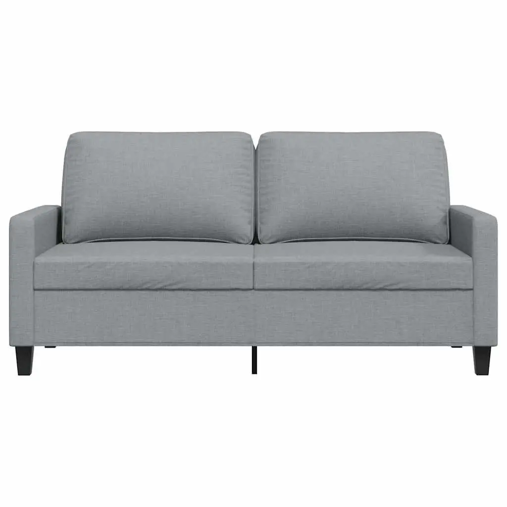Grey Fabric Upholstered Couch 140cm Metal Frame 2-Seater Sofa Living Room Furniture