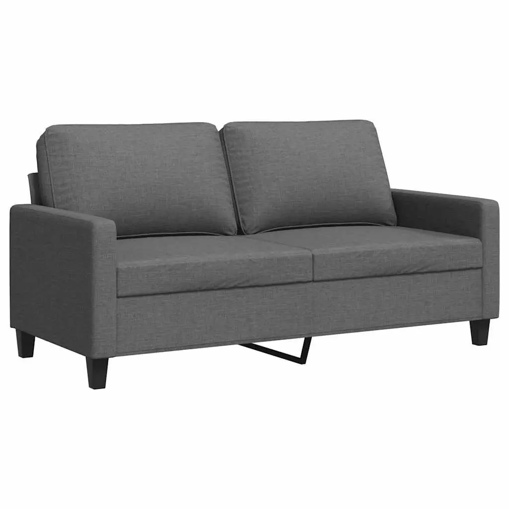 2-Seater Sofa Dark Grey 140cm Upholstered Metal Frame