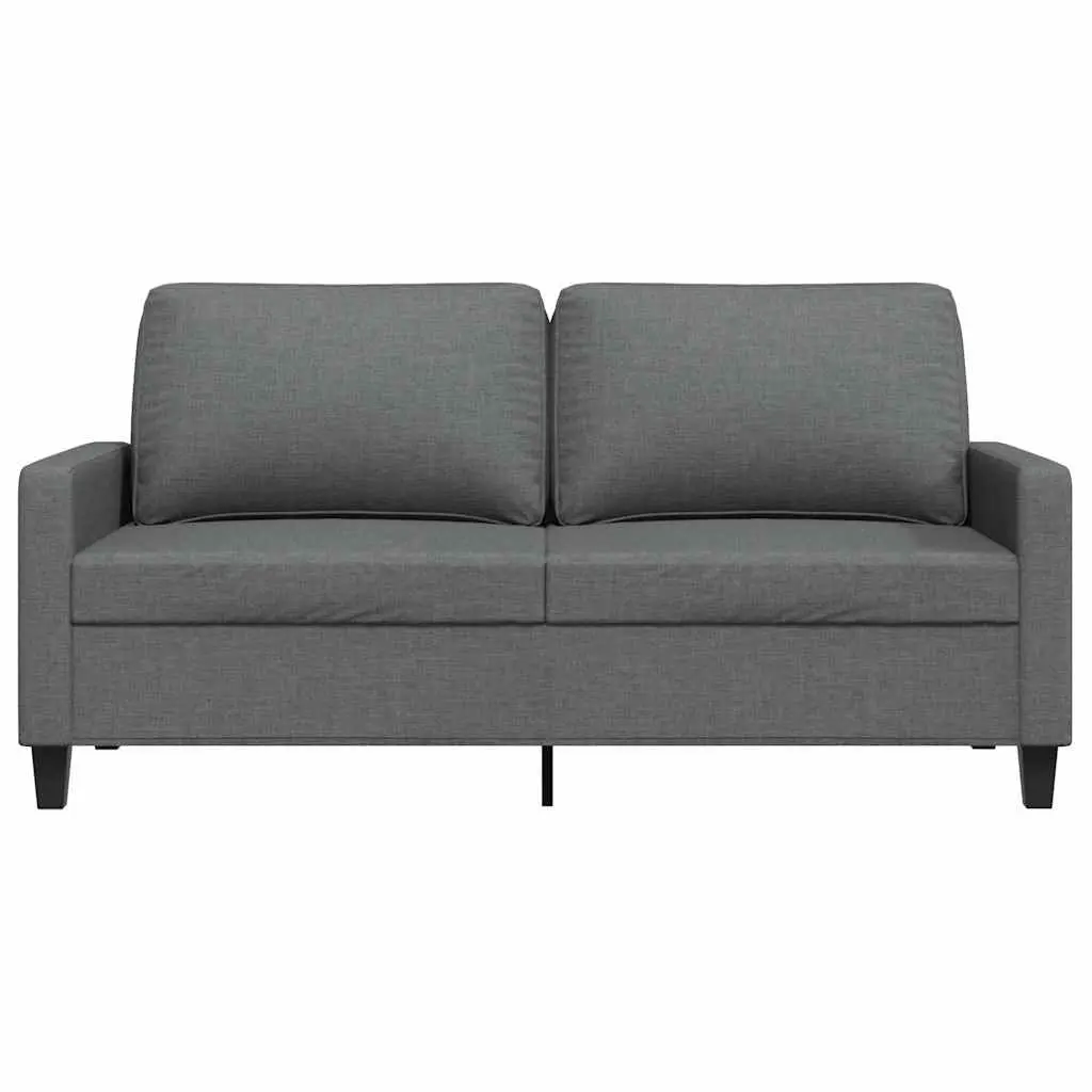 2-Seater Sofa Dark Grey 140cm Upholstered Metal Frame