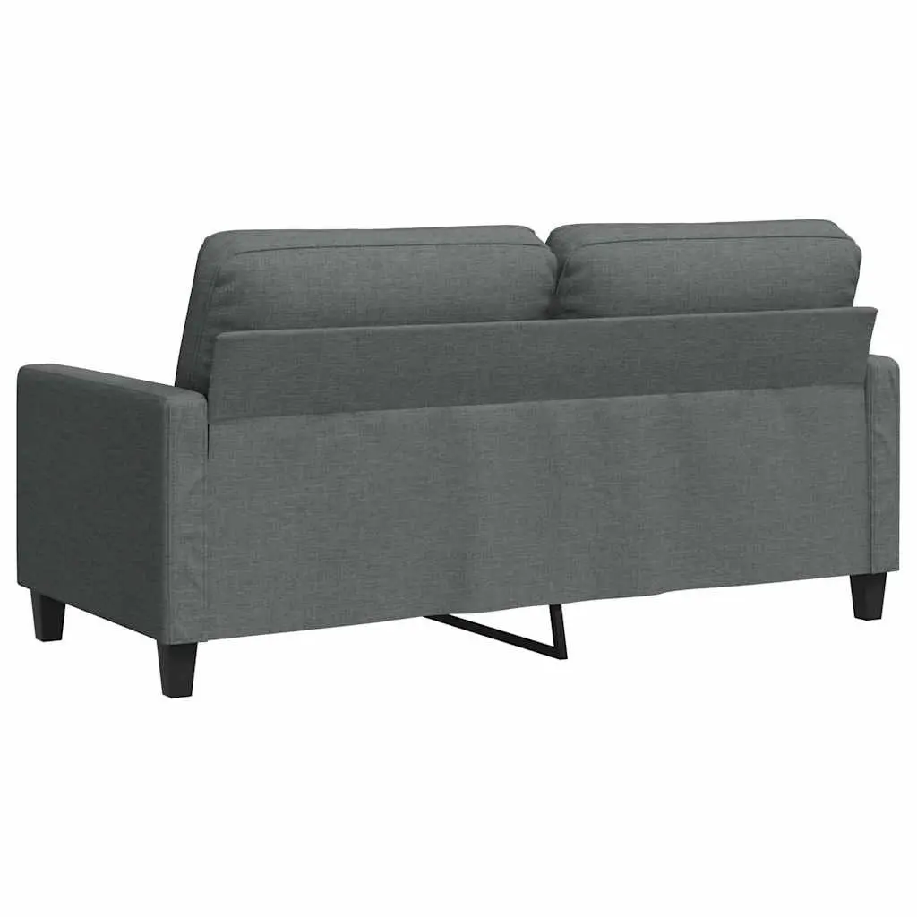2-Seater Sofa Dark Grey 140cm Upholstered Metal Frame