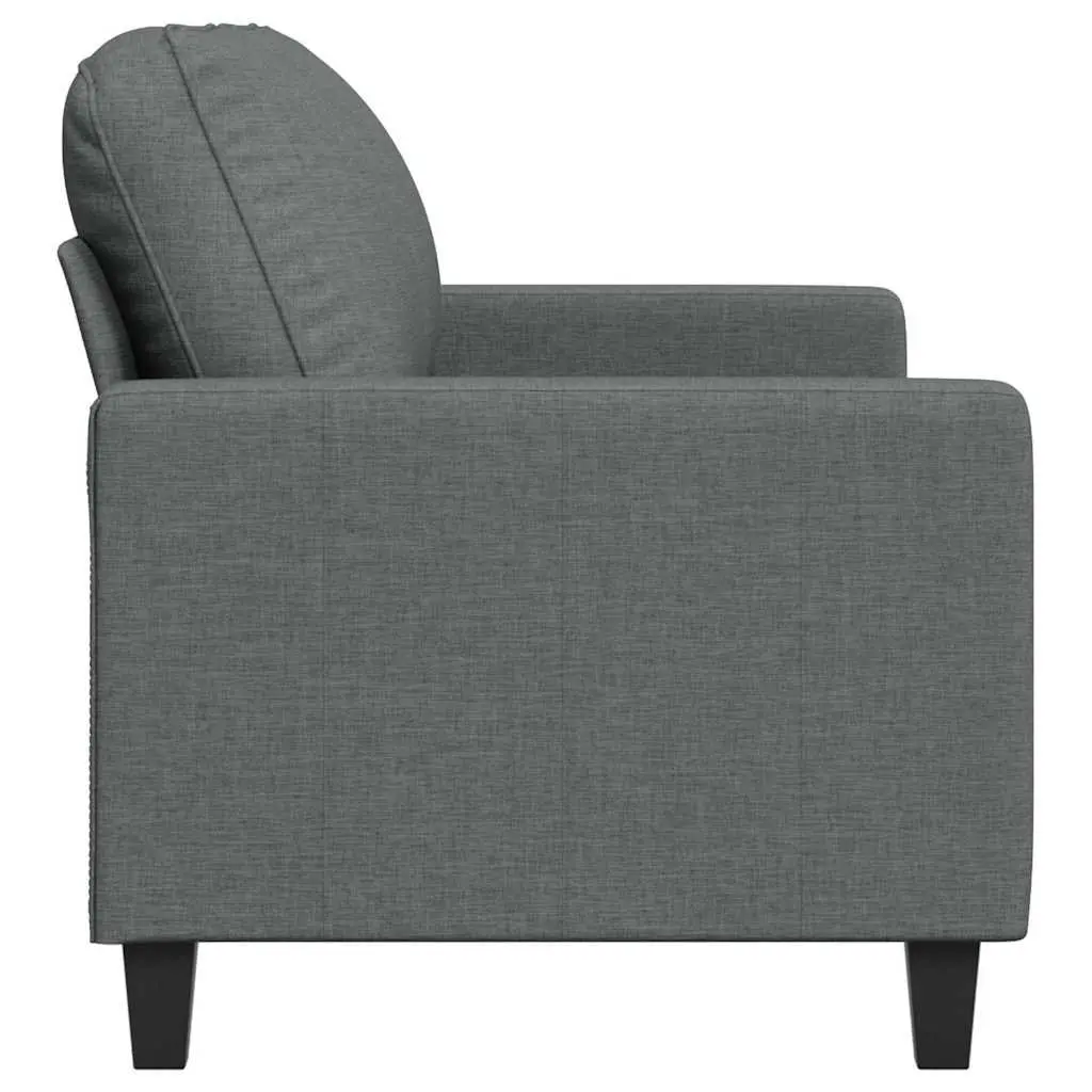 2-Seater Sofa Dark Grey 140cm Upholstered Metal Frame