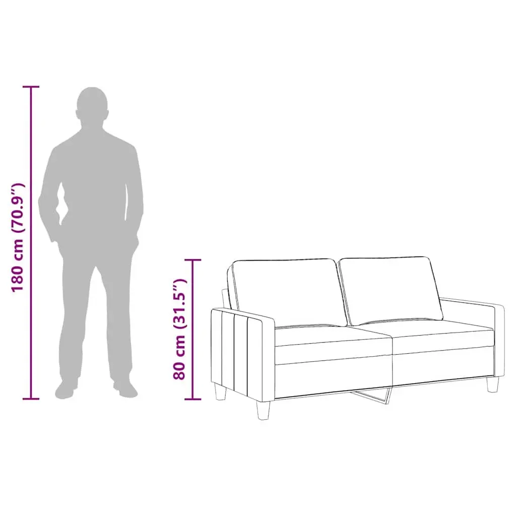 2-Seater Sofa Dark Grey 140cm Upholstered Metal Frame