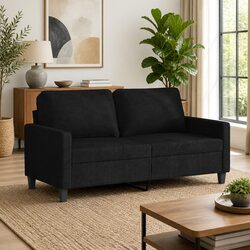 Cozy 2-Seater Sofa in Black Fabric for Your Living Room