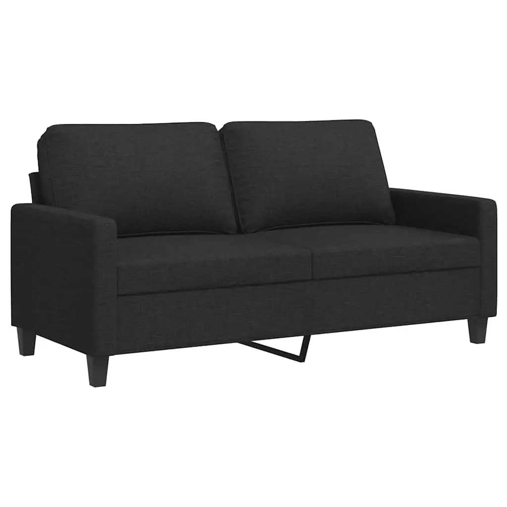 2-Seater Sofa Black 140cm Fabric Metal Lounge Couch