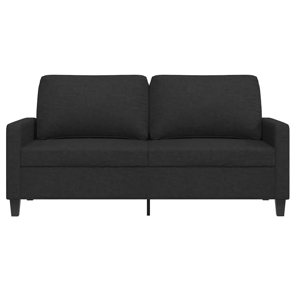2-Seater Sofa Black 140cm Fabric Metal Lounge Couch