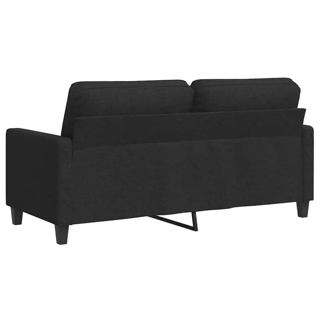2-Seater Sofa Black 140cm Fabric Metal Lounge Couch
