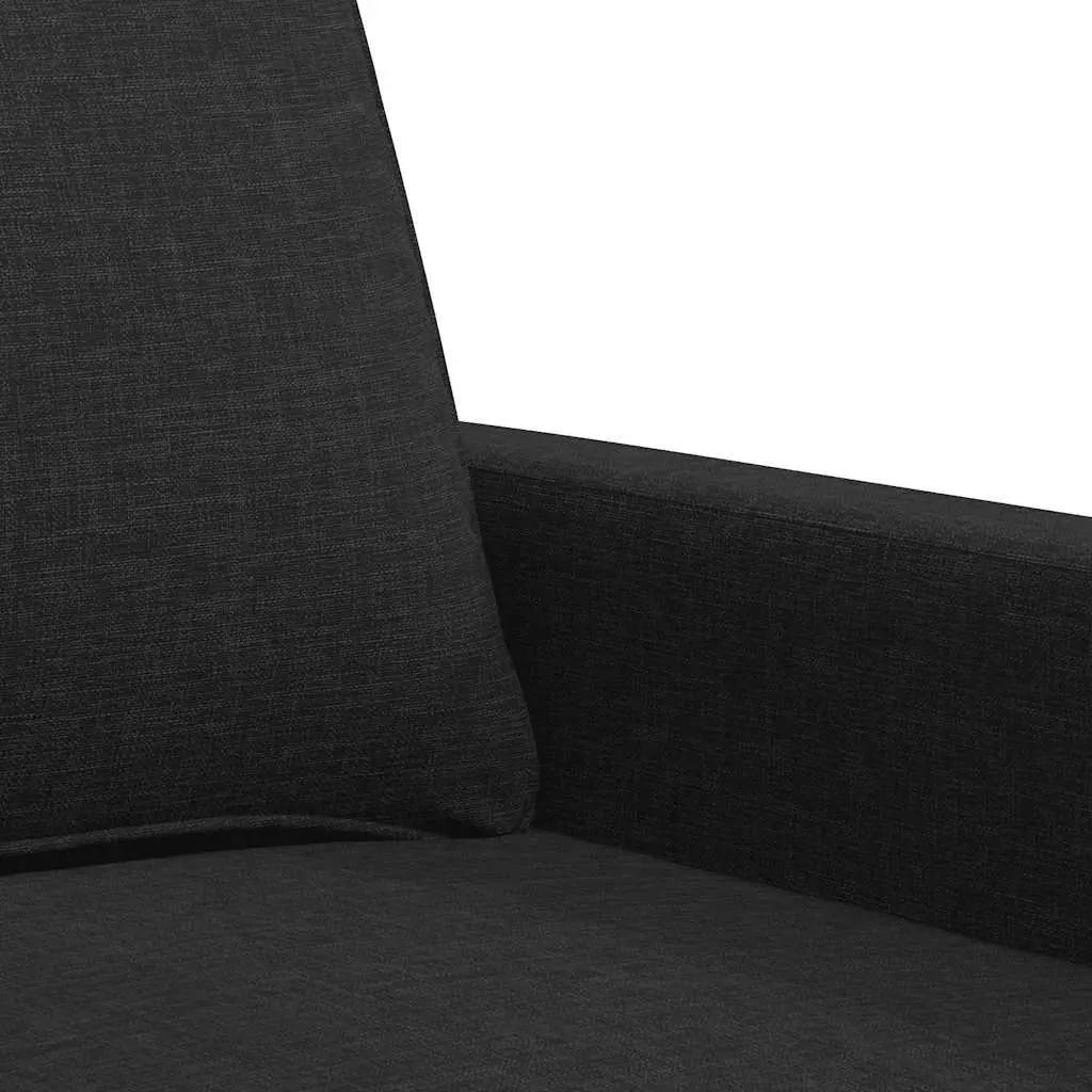 2-Seater Sofa Black 140cm Fabric Metal Lounge Couch