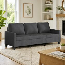 Grey Fabric 3-Seater Sofa for Cozy Living Spaces