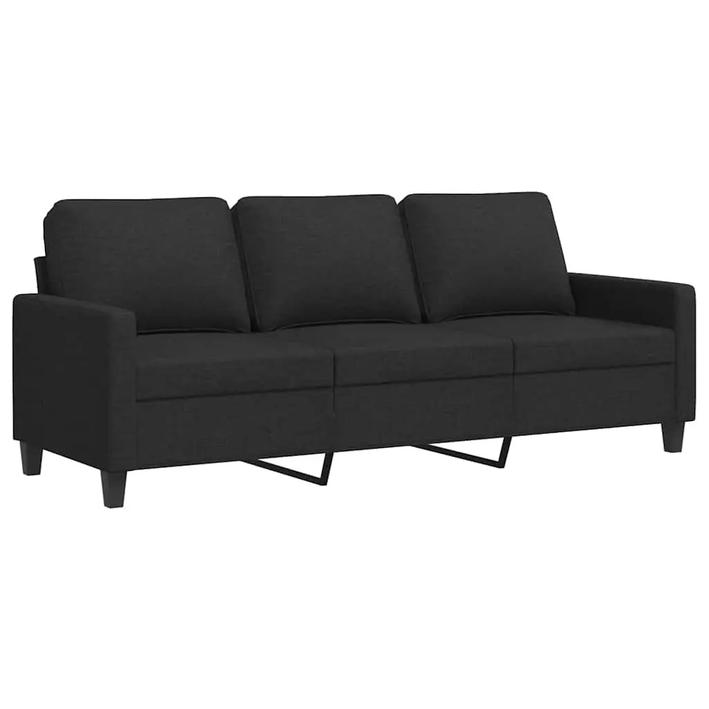 3-Seater Sofa Black 180cm Fabric