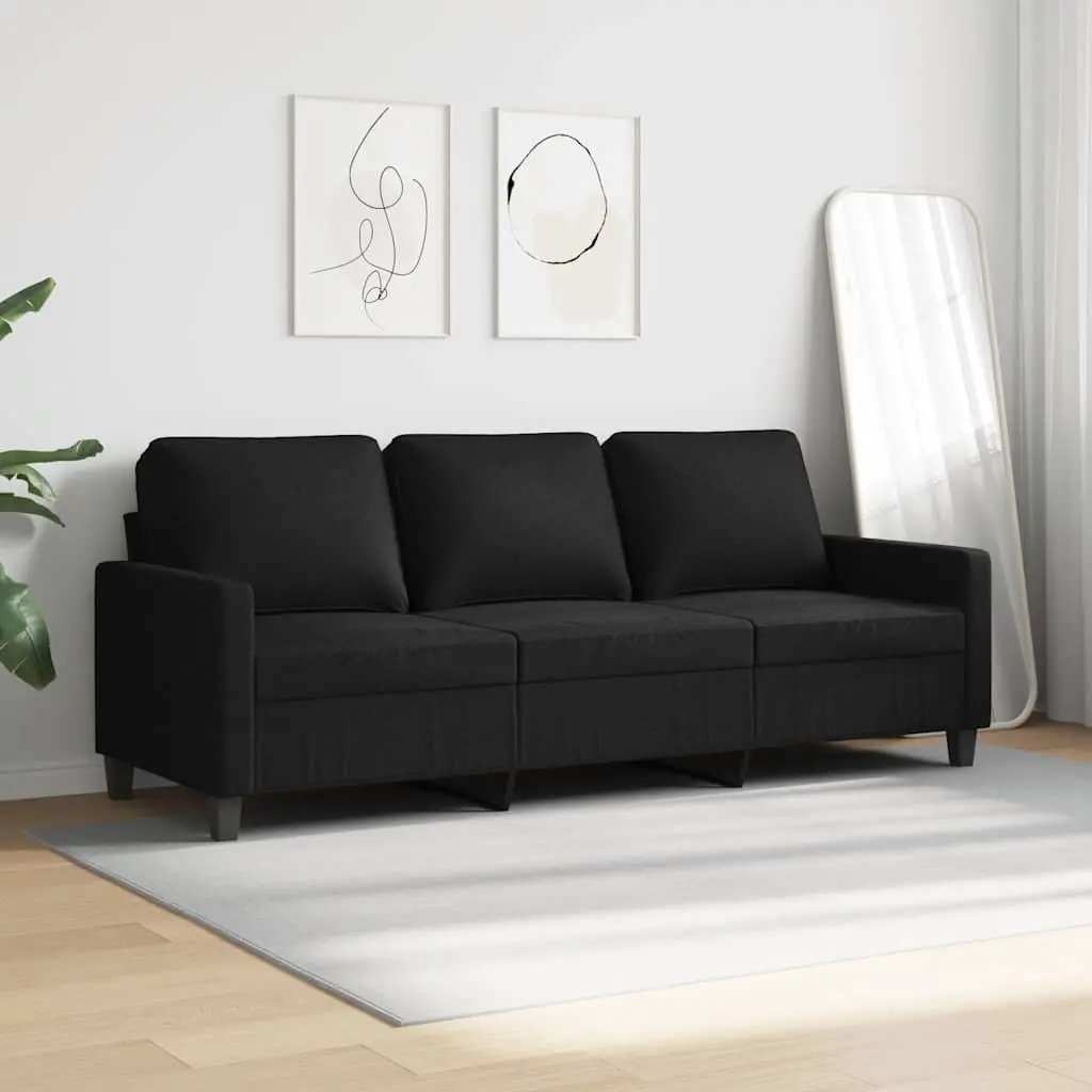 3-Seater Sofa Black 180cm Fabric