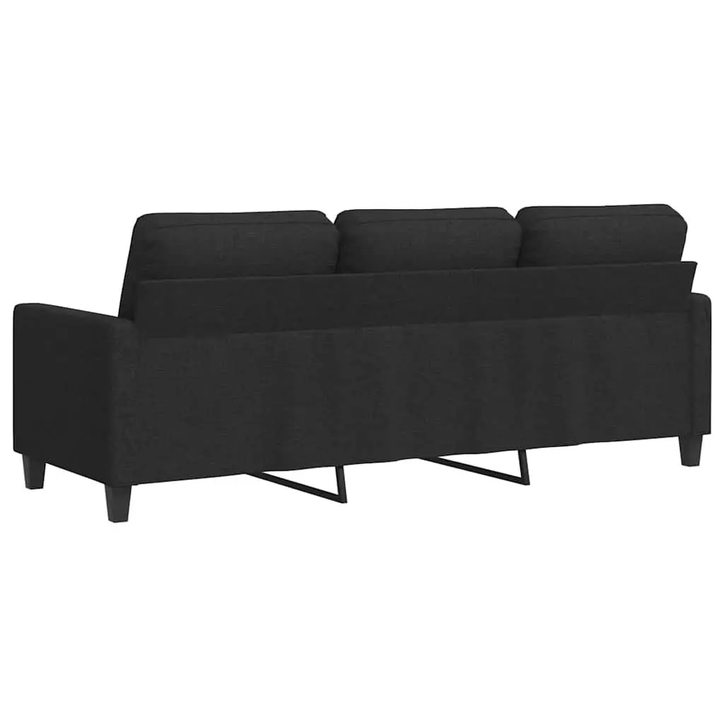 3-Seater Sofa Black 180cm Fabric