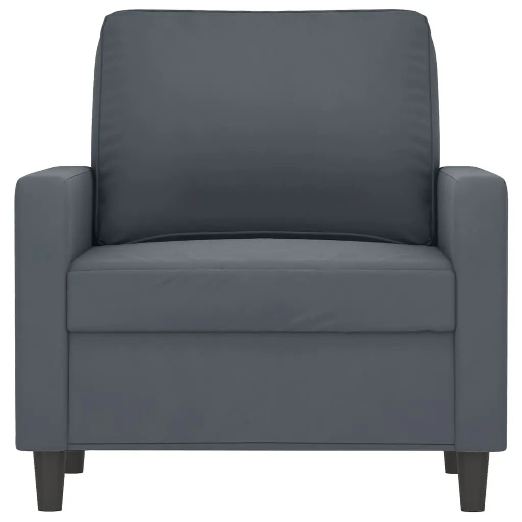 Sofa Chair Grey 60cm Velvet Padded Armchair Living Room Furniture