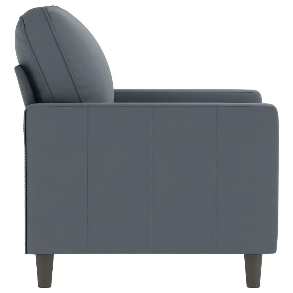 Sofa Chair Grey 60cm Velvet Padded Armchair Living Room Furniture