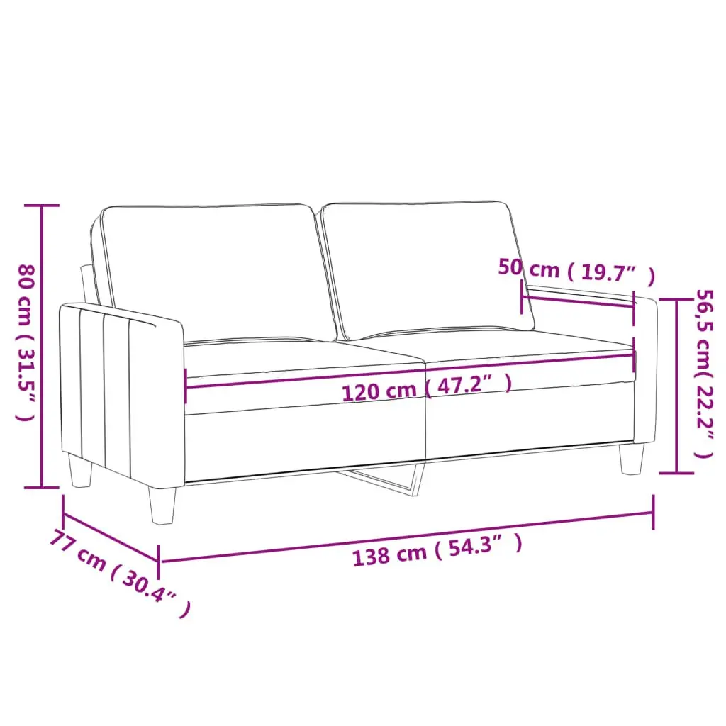 2-Seater Sofa Grey Velvet Modern Living Room Couch Comfortable Padded Armrest