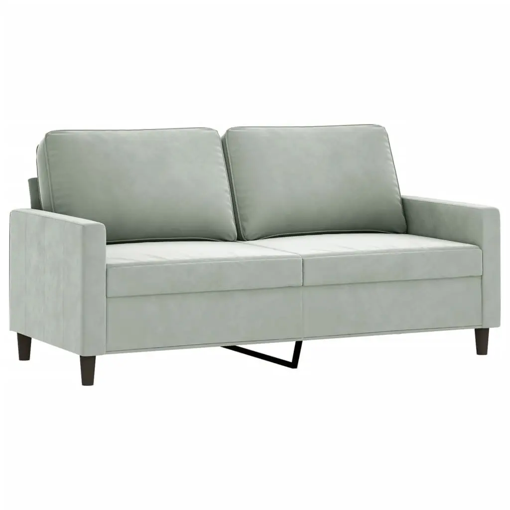 2-Seater Sofa Grey Velvet 140cm Modern Metal Frame Living Room Furniture Couch