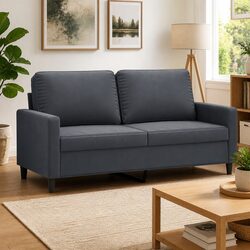 Grey Velvet 2-Seater Sofa 140cm for Cozy Living Spaces