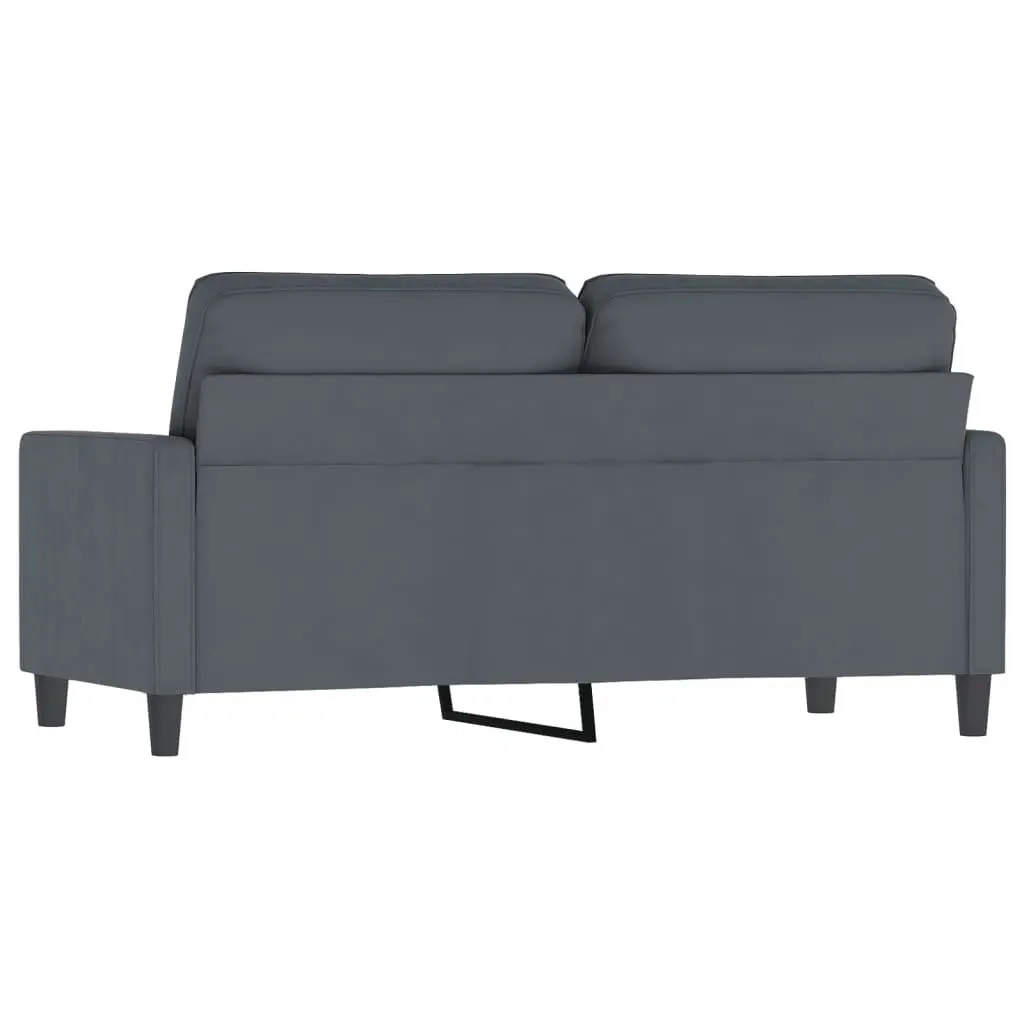 Grey Velvet Modern Sofa 140cm 2-Seater Couch with Padded Armrests for Living Room