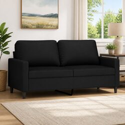 Velvet Upholstered 2-Seater Sofa in Black