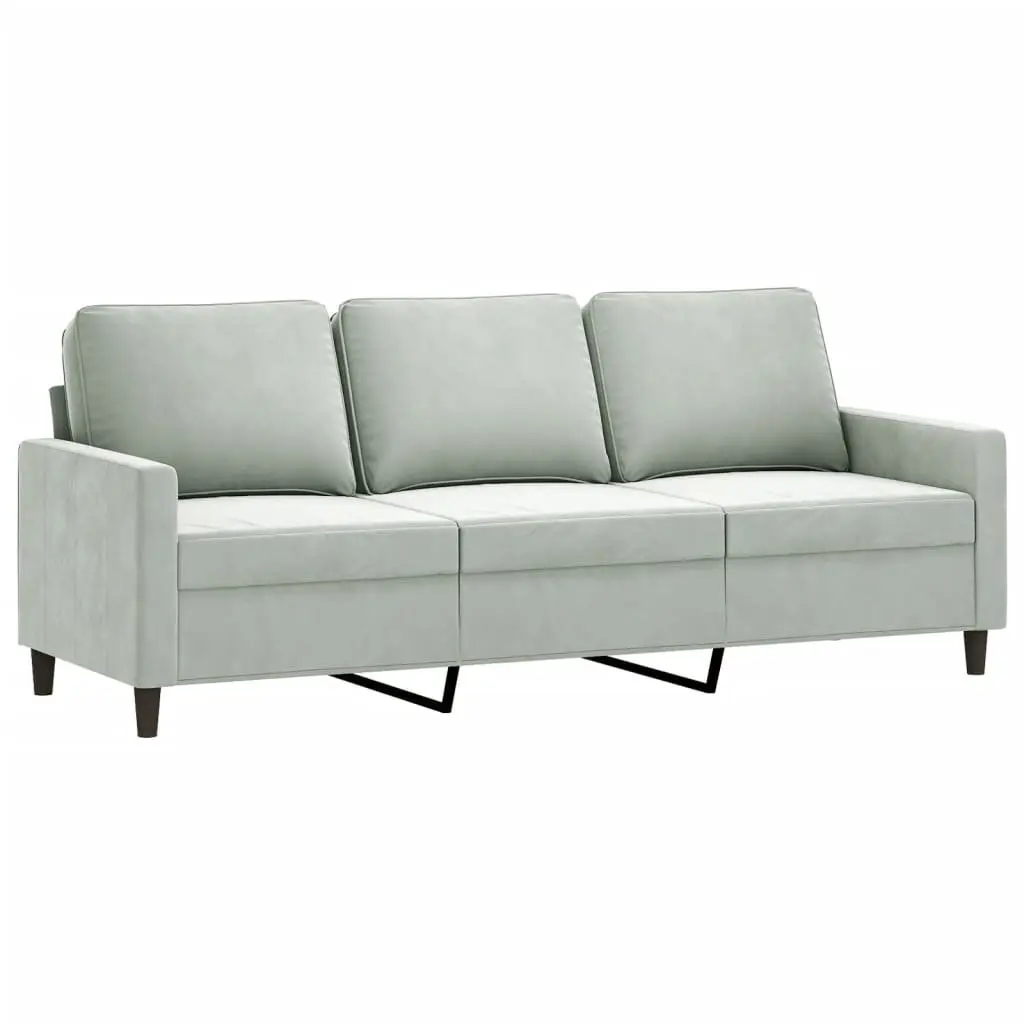 3-Seater Lounge Sofa Grey Velvet 180cm Living Room Couch Modern Design Furniture