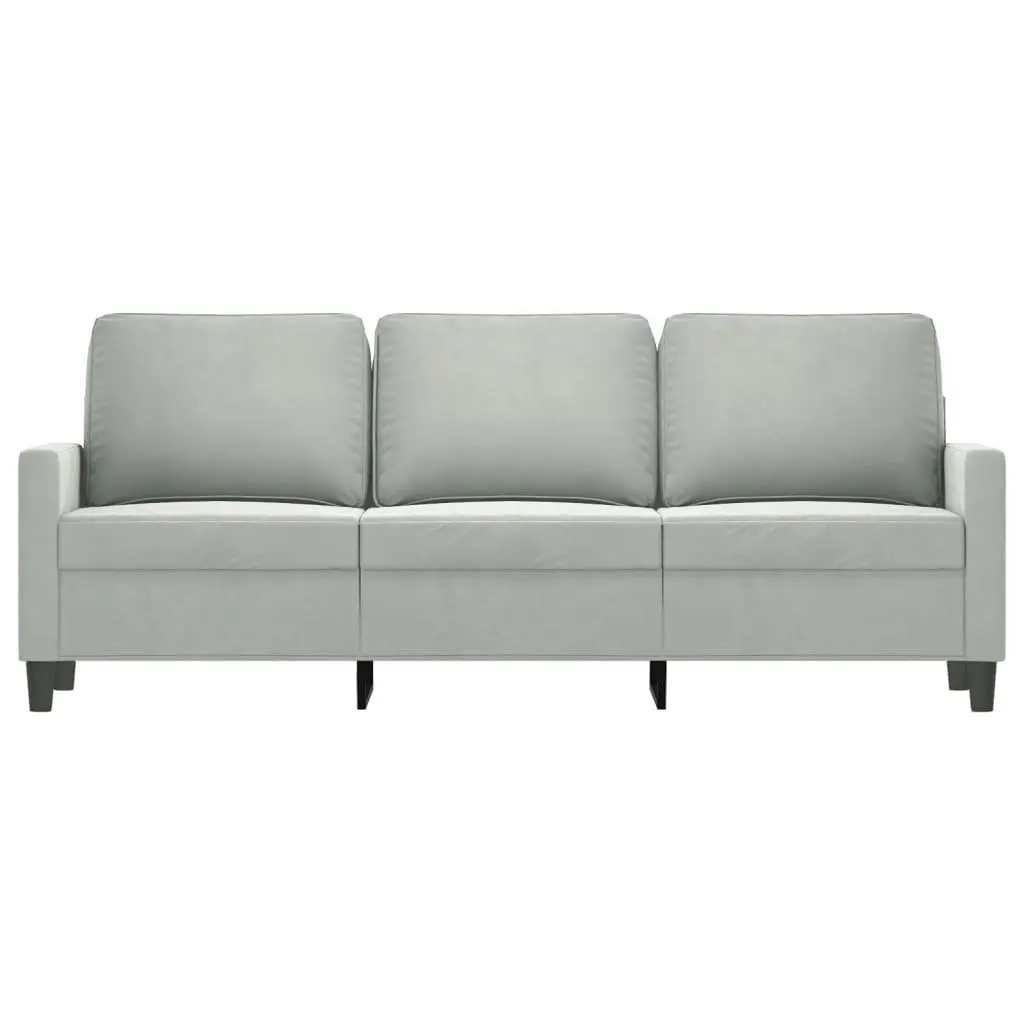 3-Seater Lounge Sofa Grey Velvet 180cm Living Room Couch Modern Design Furniture