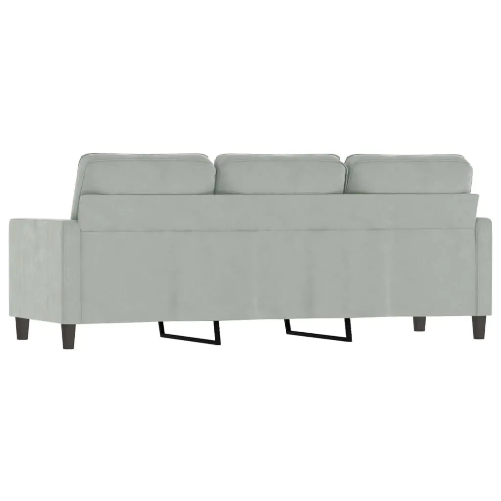 3-Seater Lounge Sofa Grey Velvet 180cm Living Room Couch Modern Design Furniture
