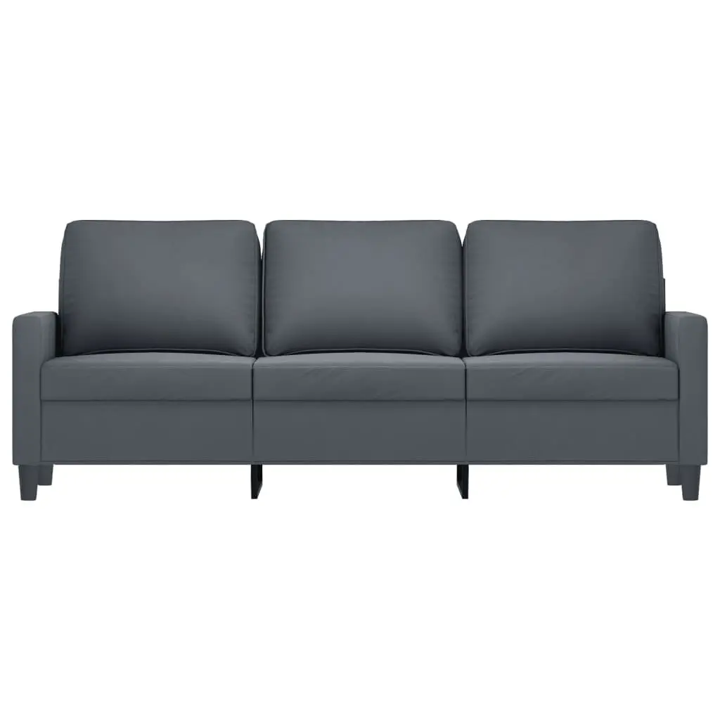 180cm Grey Velvet 3-Seater Sofa with Padded Armrests and Metal Frame