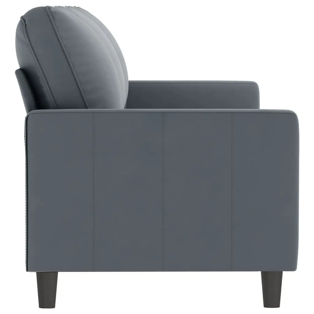 180cm Grey Velvet 3-Seater Sofa with Padded Armrests and Metal Frame