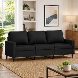 Black Velvet 3-Seater Sofa for Cozy Living Rooms