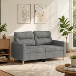 Comfortable 2-Seater Sofa in Grey Fabric