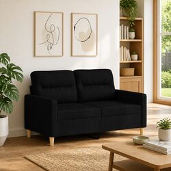 2-Seater Sofa in Black Fabric for Cozy Living Spaces