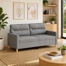 Comfortable 2-Seater Grey Sofa 140cm for Living Spaces