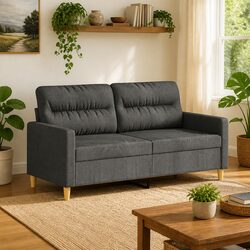 Cozy 2-Seater Grey Fabric Sofa for Your Living Space