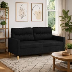 Cozy 2-Seater Sofa in Black Fabric for Living Rooms