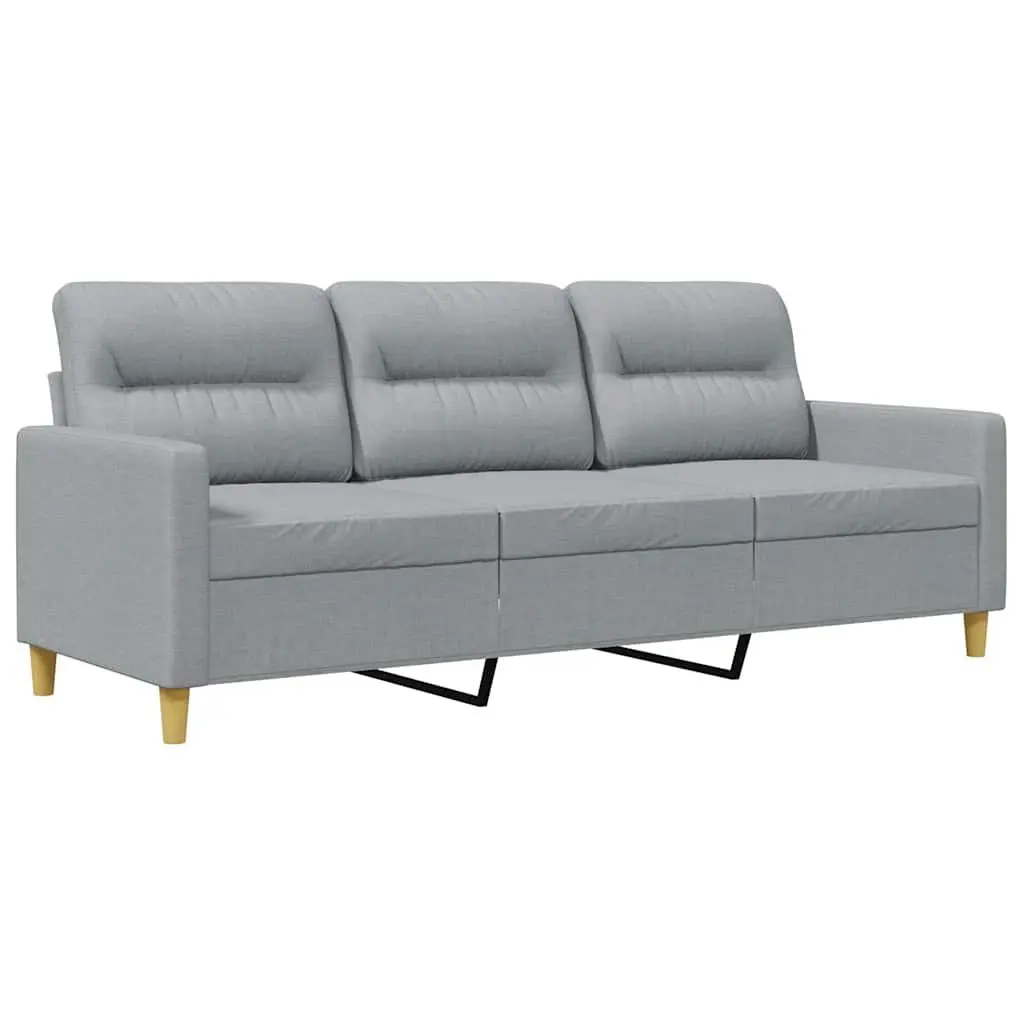 3-Seater Sofa Grey Fabric Living Room Couch Modern Design Comfortable Lounge