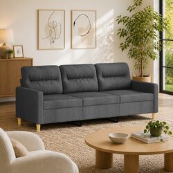 Modern 3-Seater Grey Fabric Sofa for Cozy Living Rooms