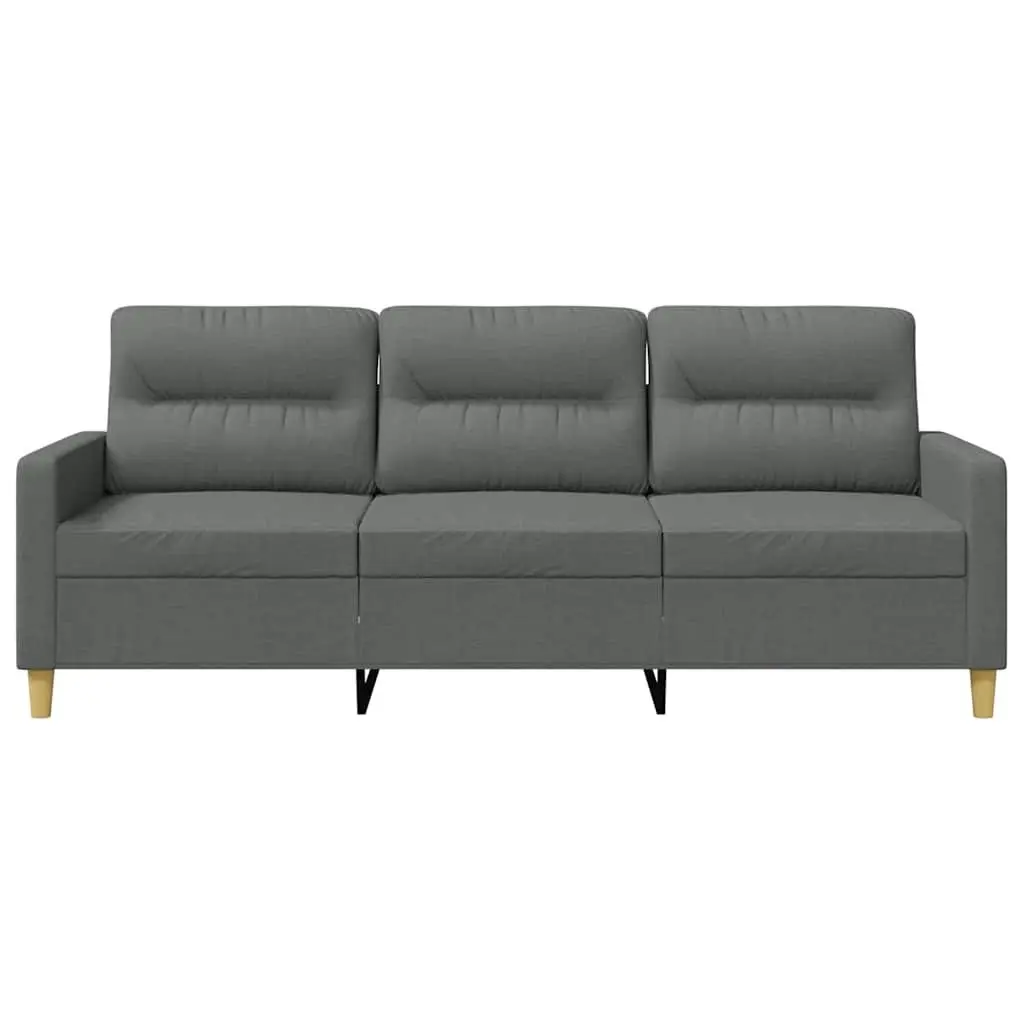 3-Seater Sofa Grey Fabric 180cm Modern Metal Frame Couch