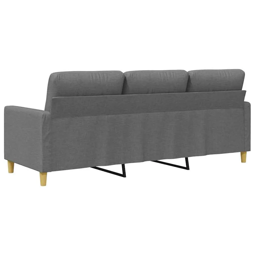3-Seater Sofa Grey Fabric 180cm Modern Metal Frame Couch