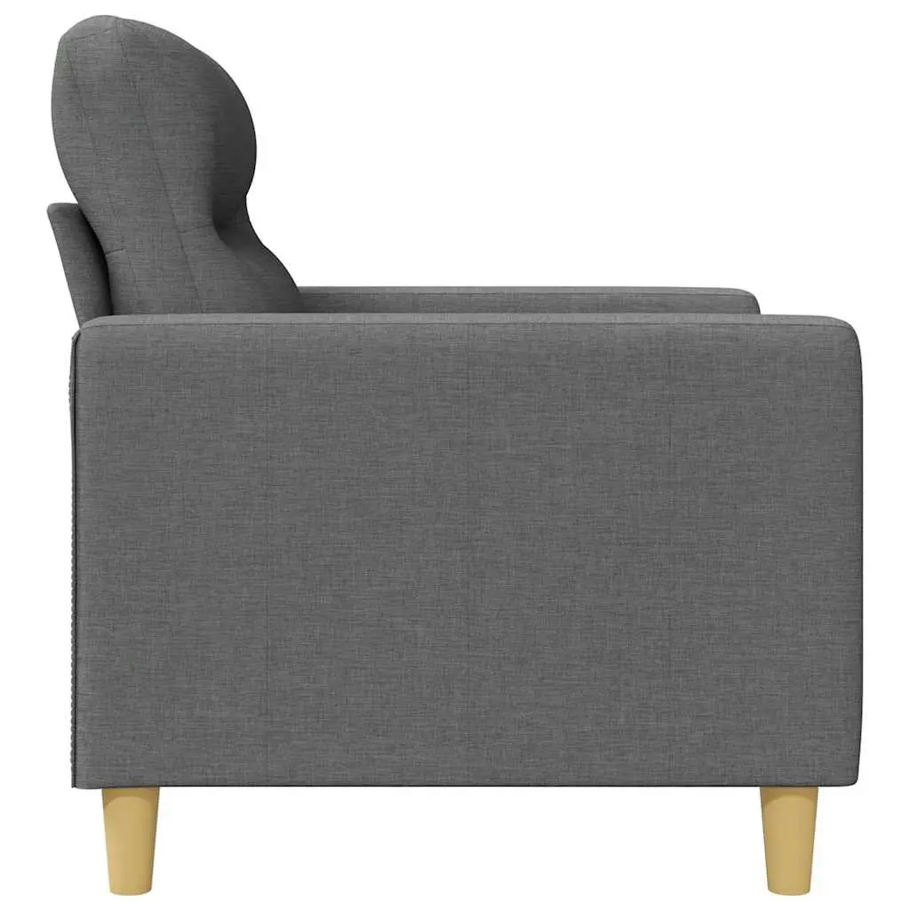 3-Seater Sofa Grey Fabric 180cm Modern Metal Frame Couch