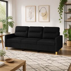 3-Seater Black Sofa 180cm for Cozy Living Rooms