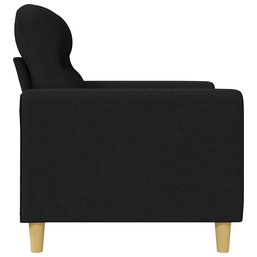 3-Seater Sofa Black 180cm Modern Fabric Upholstered Couch Metal Frame