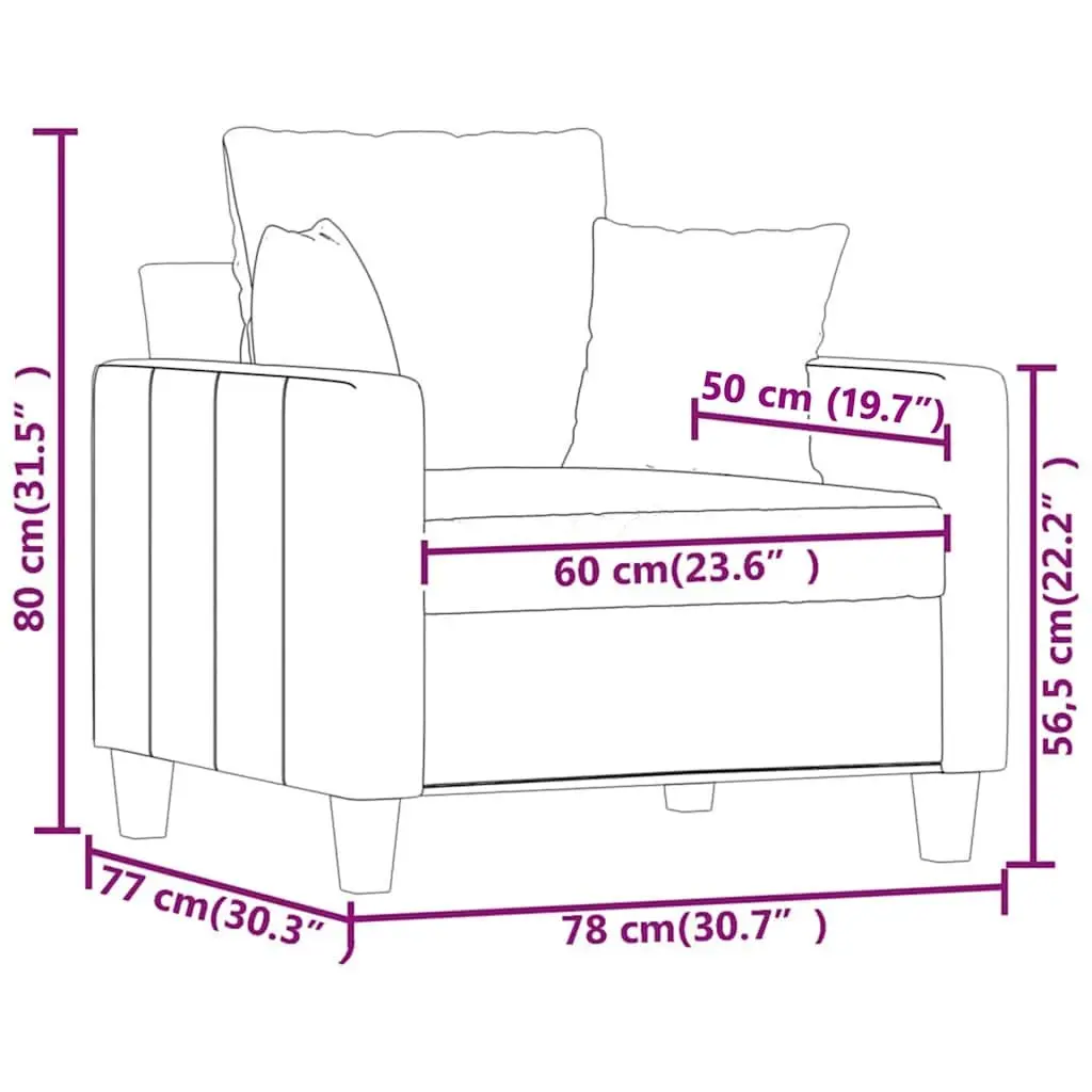 Grey Fabric Sofa Chair 60cm