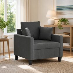 Compact Grey Fabric Sofa Chair for Cozy Spaces