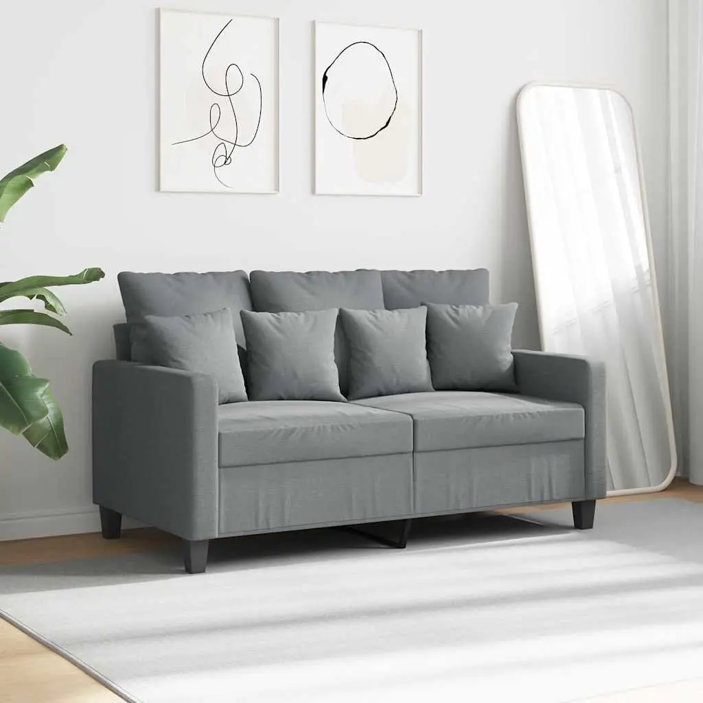 2-Seater Sofa Light Grey 120cm Fabric Modern Lounge Couch