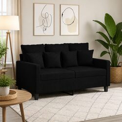 2-Seater Sofa in Black Fabric for Cozy Living Spaces