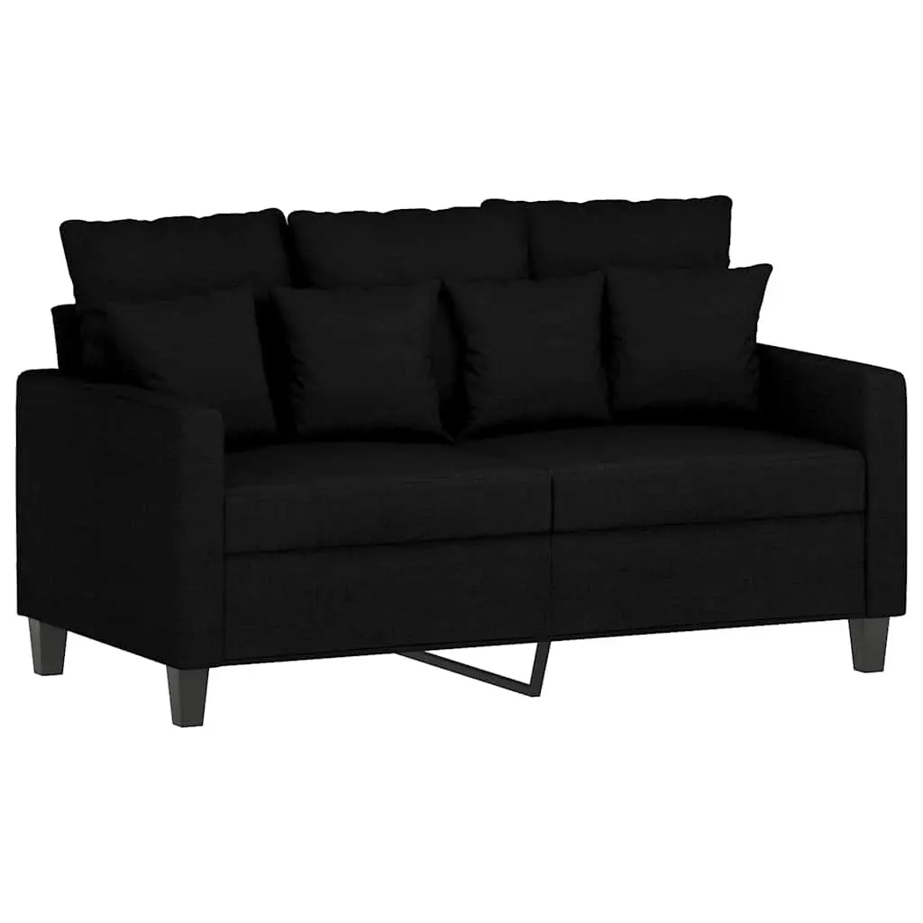 Black Fabric Sofa 120cm Modern 2-Seater Couch for Living Room and Lounge