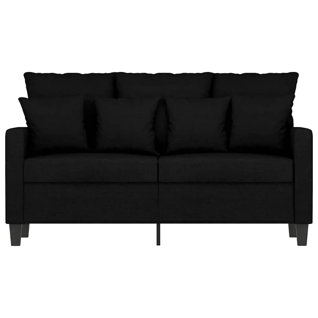 Black Fabric Sofa 120cm Modern 2-Seater Couch for Living Room and Lounge
