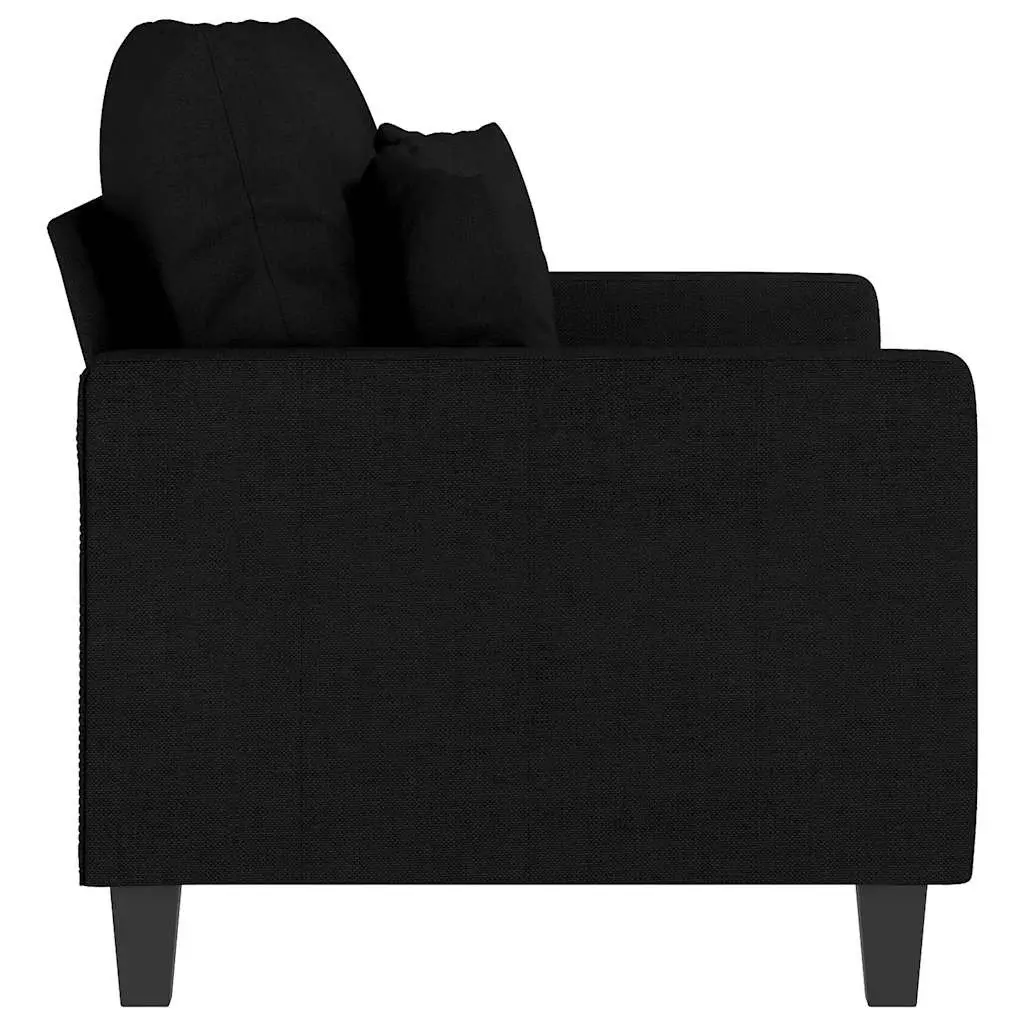 Black Fabric Sofa 120cm Modern 2-Seater Couch for Living Room and Lounge