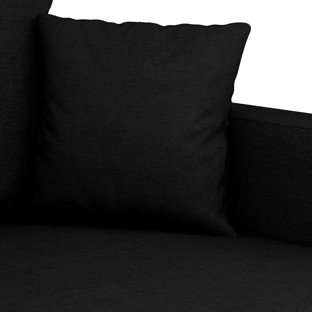 Black Fabric Sofa 120cm Modern 2-Seater Couch for Living Room and Lounge